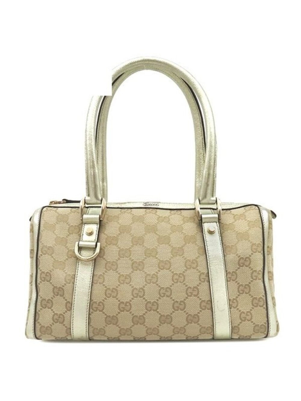 Gucci Handbag GG Canvas Abbey Mini Boston Beige Gold Metallic